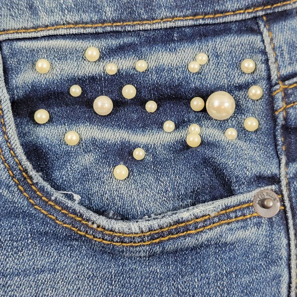 STS Blue Piper Ankle Skinny Jeans Womens 27 Blue Excellent Distressed Pearl Gem‎